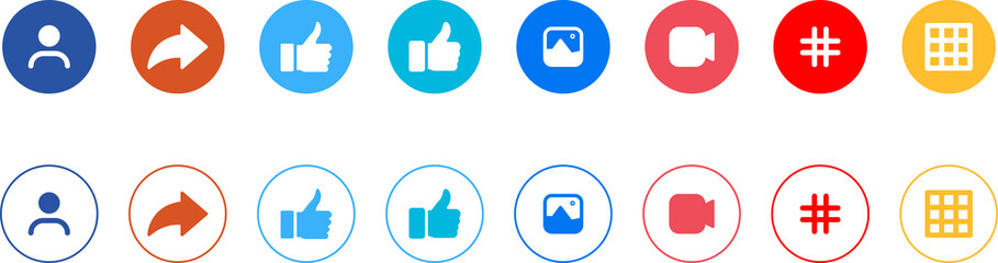 Social media generic reaction icons set. Social media dating icons. Notification Reaction Design for web and mobile app.