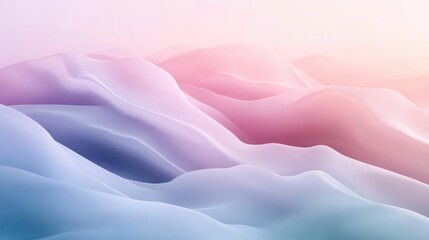 Obraz premium Pastel Abstract Mountain Landscape with Soft Blue and Pink Gradient Color Blend in Smooth Texture with Subtle Hues and a Tranquil Feeling. Ideal as a Background Image or Wallpaper Design. Simple and