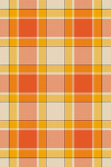 Pure check background textile, brazil texture plaid pattern. Cowboy seamless vector fabric tartan in light and orange colors.