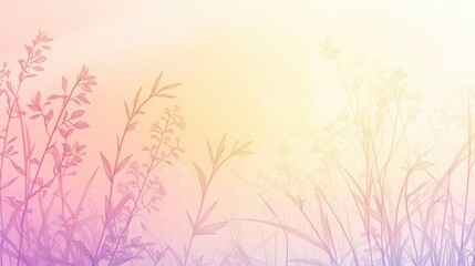 Obraz premium Pastel Sunset Meadow Landscape Illustration