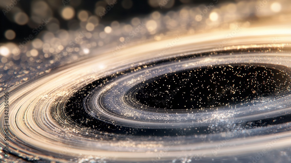 Poster cosmic spiral with breathtaking rings of light and distant stars in a galactic scene with a glimmeri