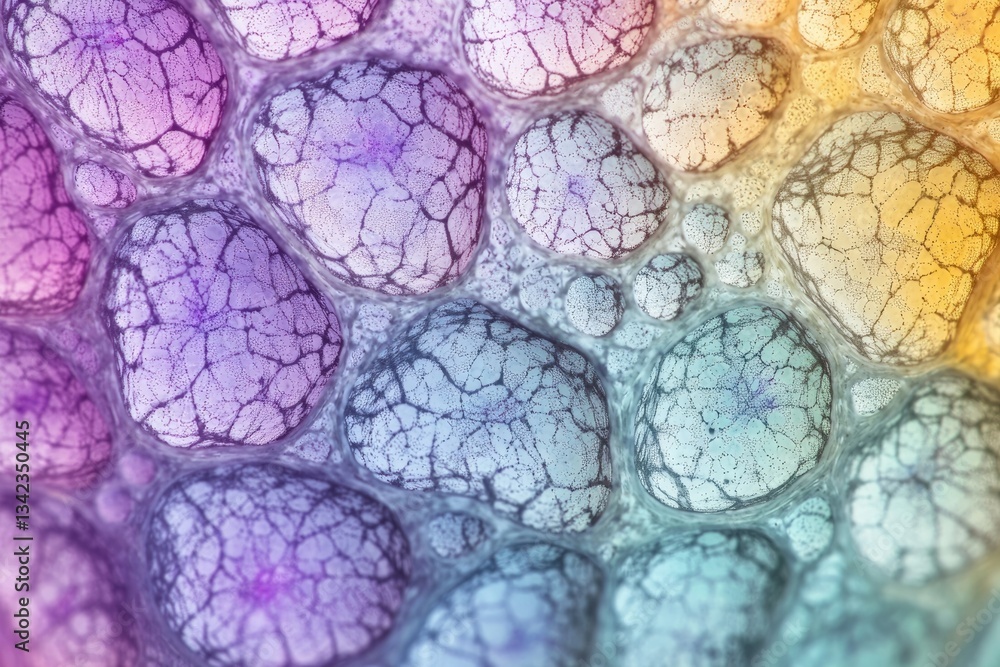 Poster close-up of iridescent soap bubbles forming a complex, interconnected network of cells.