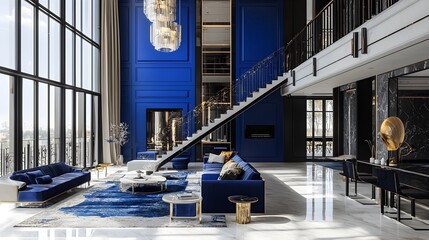 Elegant Furniture in Contemporary Loft, 3D