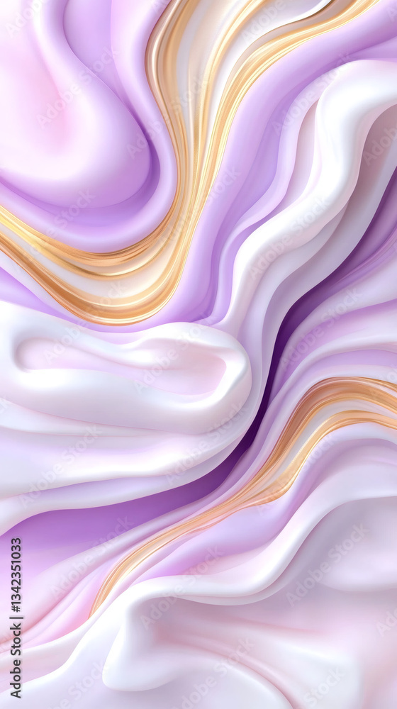 Aufkleber pastel purple and gold liquids blending, swirling dynamically with fluid motion, generating elegant 