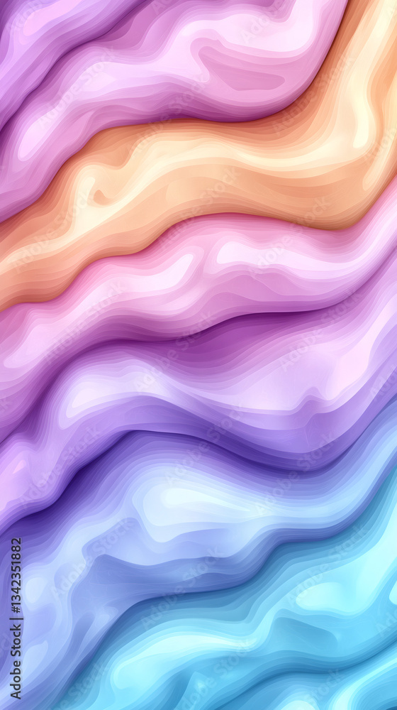 Aufkleber Smooth pastel hues blend seamlessly, forming a captivating abstract composition with a mesmerizing swirling effect