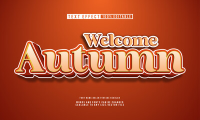 Editable Welcome Autumn text effect template with vibrant fall colors and playful typography. Ideal for seasonal promotions.