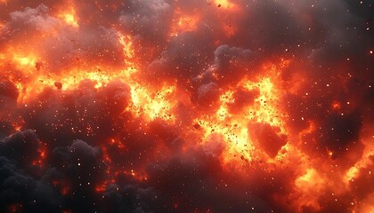 Naklejka premium Fiery Explosion With Red And Orange Flames Abstract Background