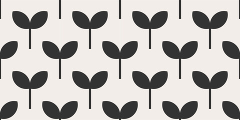 Fototapeta premium Plants seedlings vintage organic seamless pattern. Vector illustration.