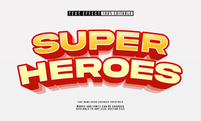 Editable 3D superhero cartoon text effect with bold and dynamic style. Perfect for comics, games, and kids' designs.