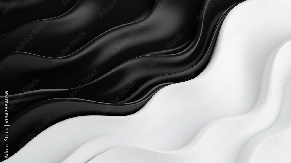 Poster dynamic interplay of opposing forces showcased in a mesmerizing monochrome wave abstraction