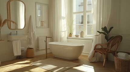 Serene Minimalist Bathroom with Natural Light and Elegant Decor