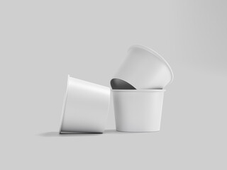 Stack of White Paper Food Cups on Gray Background