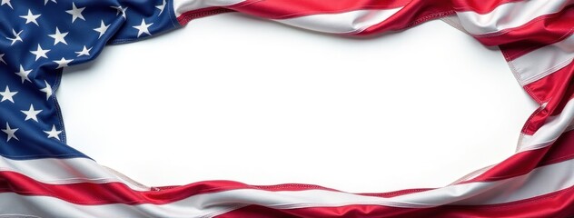 Fototapeta premium American Flag Border with Copy Space - Patriotic Design. Perfect for presentation templates, event invitations, social media announcements, graphic design projects, patriotic marketing advertisements