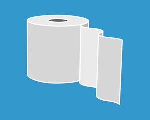 Simple, minimalist illustration of a roll of paper against a vibrant blue background.  Perfect for concepts of cleanliness, hygiene, or new beginnings.