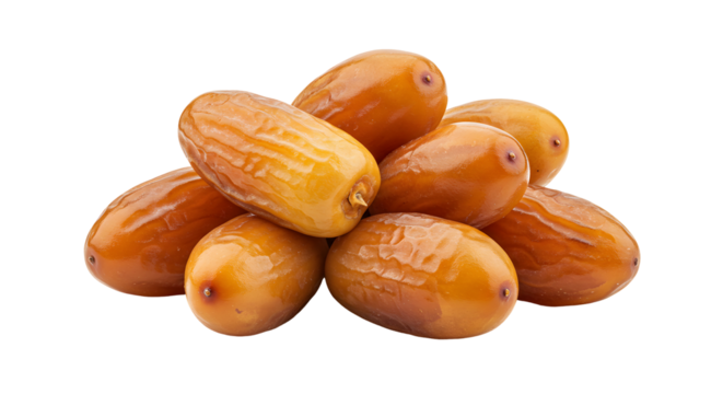 Ripe dates with rich texture and color arranged on clear backdrop. Healthy snack option concept