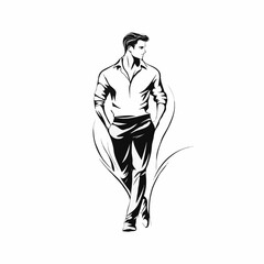 Fototapeta premium A modern illustration of a confidently Walking man