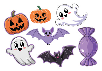 Classic Halloween Stickers: Pumpkins, Ghosts Bats! Spooky Decals for Planners, Laptops