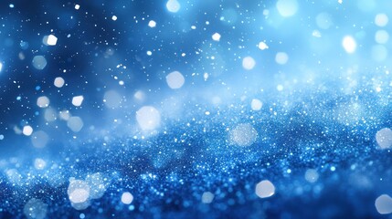 Fototapeta premium Blue glitter bokeh night background