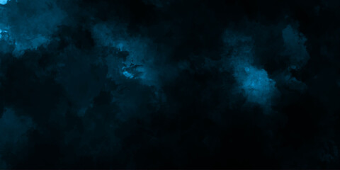 dark blue background with panorama of blue sky and black cloud nature design. horizon spring morning sky with clouds background. hand painted watercolor shades sky clouds.