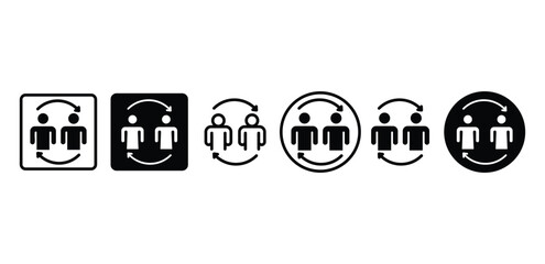 User Exchange Icons Black and White Color Vector Design Illustration