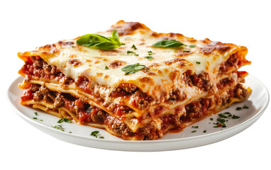 A delicious Italian dish featuring rich homemade lasagna with flavorful sauce and gooey cheese Isolated on transparent background PNG