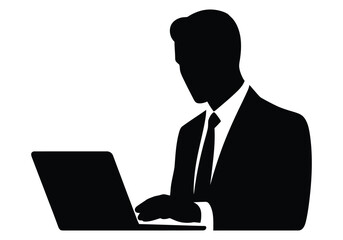 Professional Businessman Focused on Laptop Office Work and Productivity