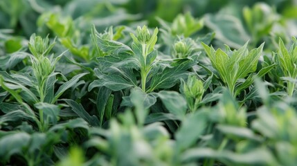 Close-up of vibrant green flower seedlings