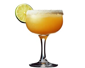 Cocktail drink with lime slice and sugar rim