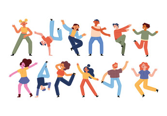 Colorful People Energetic Dance Movement Set