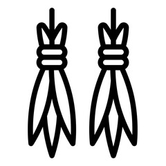 Hanging calamus outline icon symbolizing purification and dragon boat festival tradition