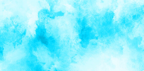 Abstract background with panorama of blue sky and white cloud nature design. horizon spring morning sky with clouds background. hand painted watercolor shades sky clouds.