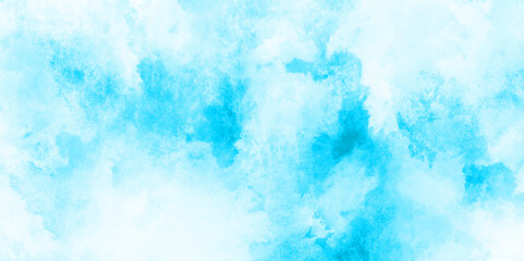 Abstract background with panorama of blue sky and white cloud nature design. horizon spring morning sky with clouds background. hand painted watercolor shades sky clouds.