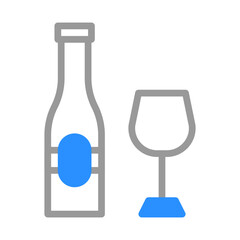 Bottle and Glass Icon, Beverage Minimalist Style