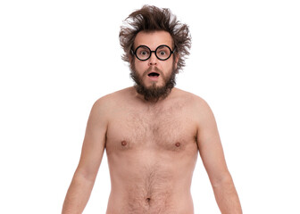 Fototapeta premium Crazy bearded man emotions and signs