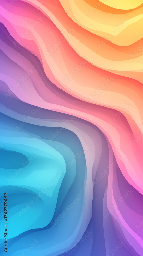 Aufkleber gradient lines swirling across vibrant digital landscape, blending dynamic colors in contemporary gr