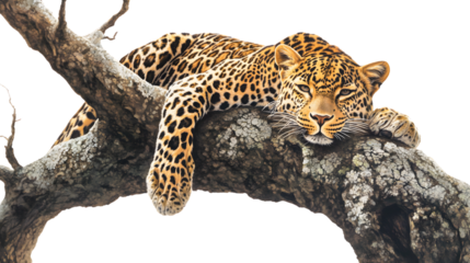 Leopard Resting on a Tree Branch