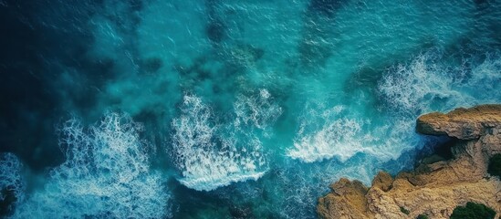 Aerial Ocean Waves Crashing Cliffs