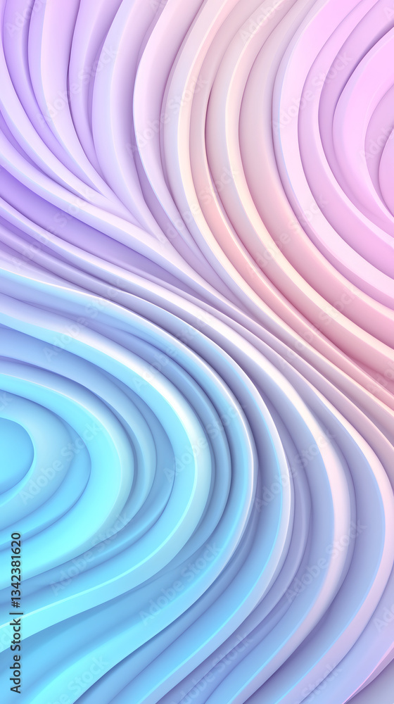 Aufkleber Soft pastel curves flowing dynamically, generating abstract wavy pattern for design backgrounds