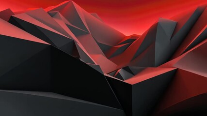 Abstract polygonal mountains in dark red and grey.  Dramatic, low-poly landscape - Powered by Adobe