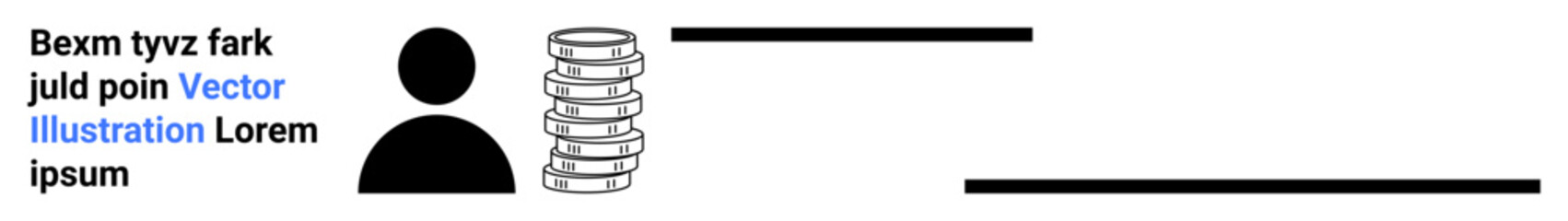 Person silhouette with stacked coins symbolizing finance, income, savings, wealth, and decision-making. Ideal for banking, investment, personal finance, economy budget planning education simple