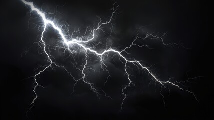 realistic lightning on pure black background