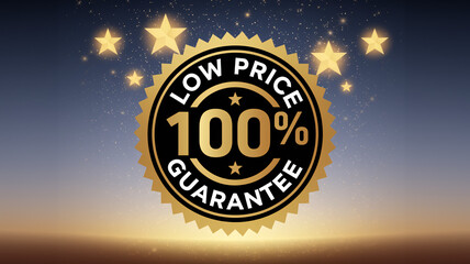100% Low Price Guarantee Badge with Stars