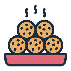 Jiandui filled line icon representing deep-fried sesame balls in Chinese cuisine