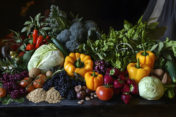 A Colorful and Nutrient-Rich Vegetarian Diet: Fresh Produce, Nuts, Seeds, and Grains for a Balanced Lifestyle
