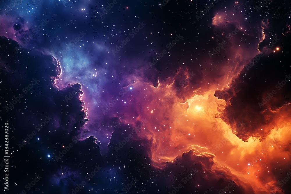 Aufkleber Colorful Space Scene Featuring Various Nebula Structures and Stars : Generative AI