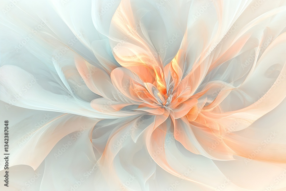 Poster Ethereal design with soft cool tones and flowing shapes creating a tranquil and calming effect for wall art : Generative AI