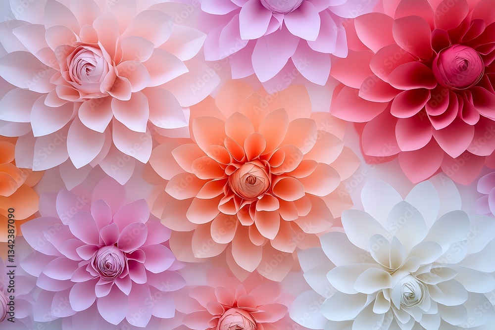 Aufkleber charming collection of paper lotus flowers in varying shades of pink and white with elegant design :