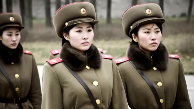 Group of North Korean female soldiers	
