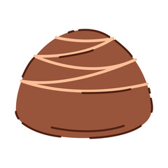 Chocolate truffle with swirl decoration detail. Vector