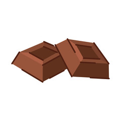 Two square chocolate chunks with raised centers. Vector